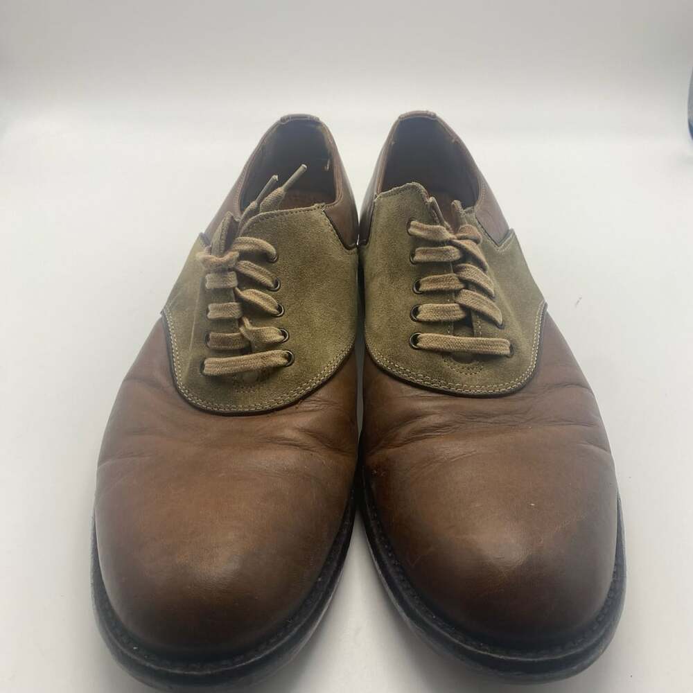 J&M 1850 Brown Leather And Olive Suede Oxford Dress Shoes Size 8.5 (DS1013)